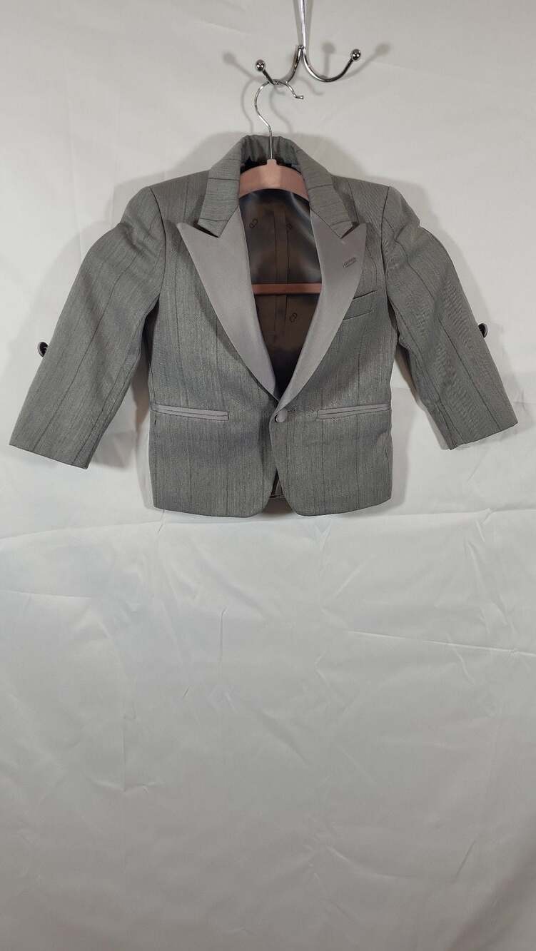 Vintage Christian Dior Monsieur Gray Pinstripe Tuxedo Jacket with Satin Peak Lap